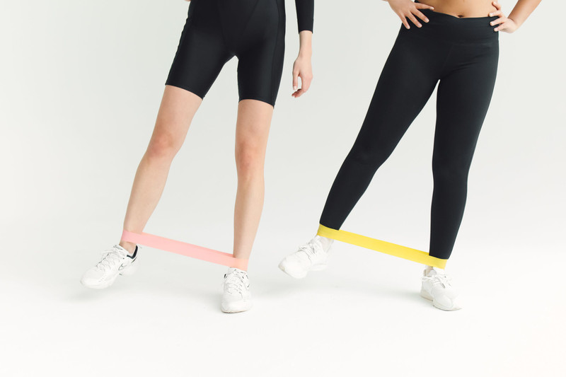 The mini loop bands in a side step.